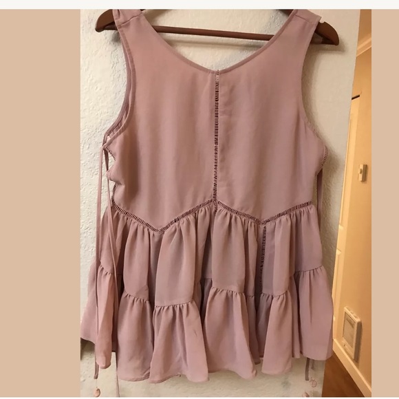 Romeo Juliet Couture Pink Flared Eyelet Blouse - Picture 4 of 8